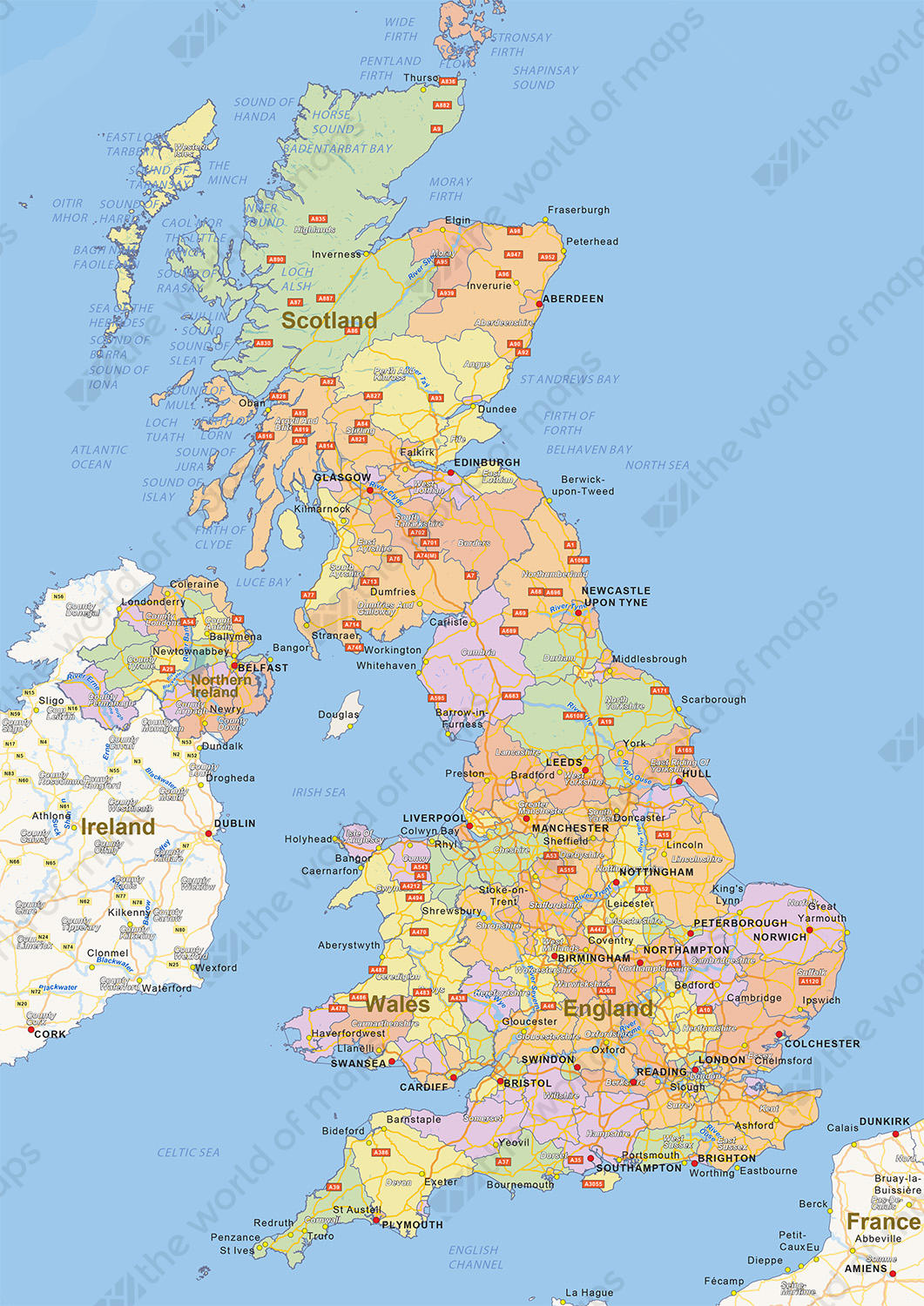 Digital political map of United Kingdom