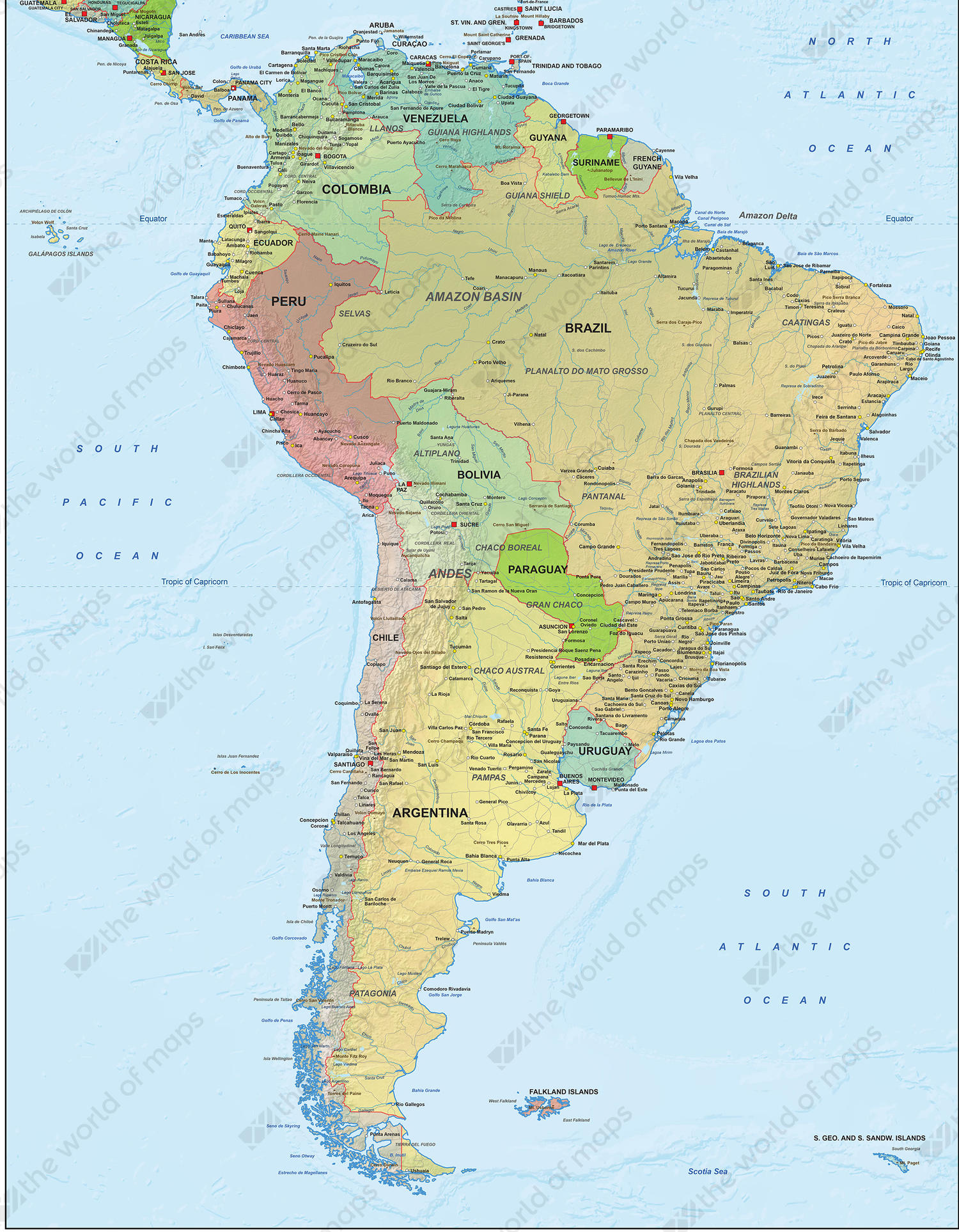 political map of south america Digital Political Map South America 1292 The World Of Maps Com