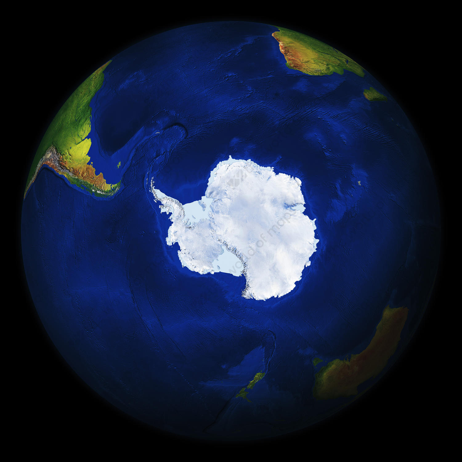 Digital globe Antarctica with relief 