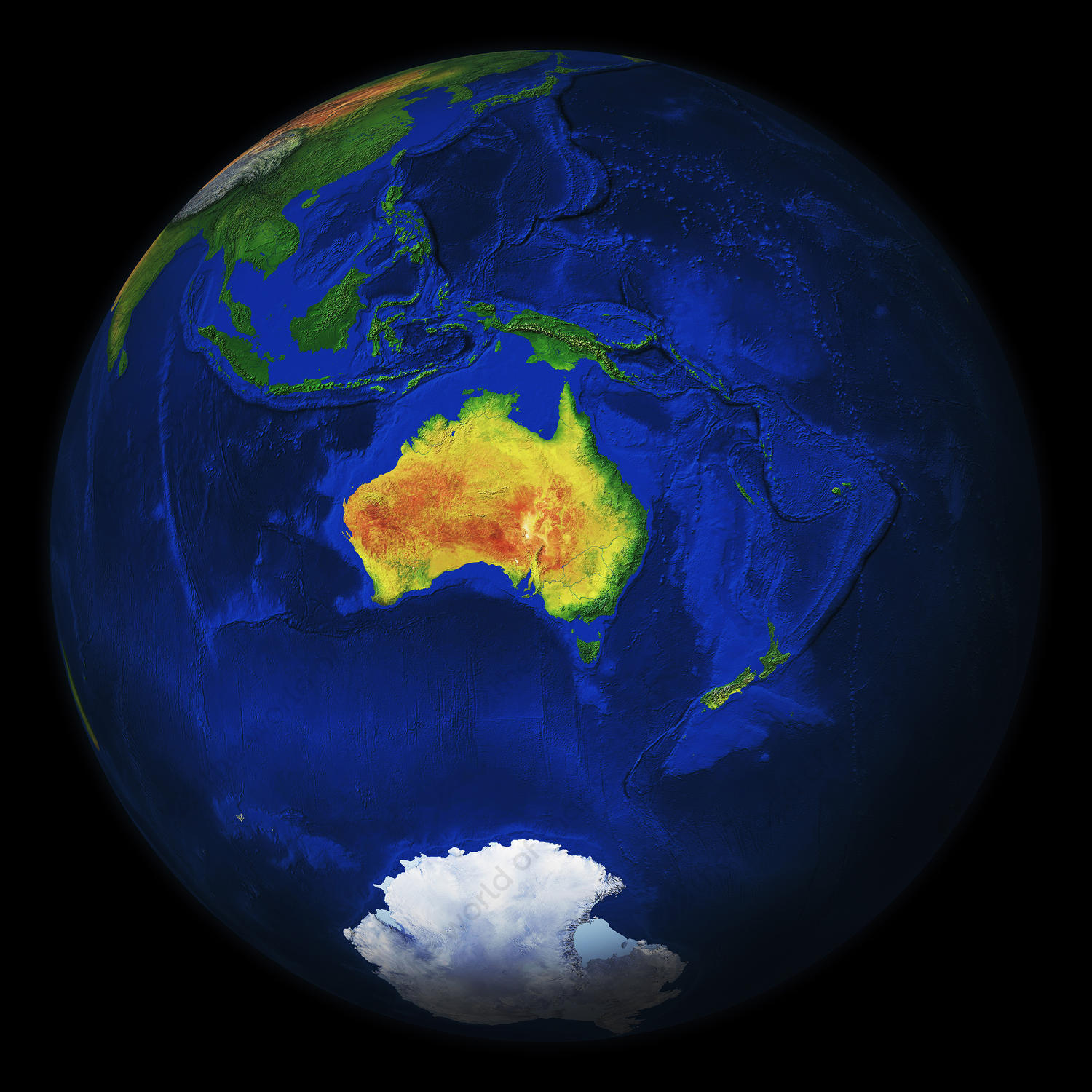 Digital globe image Australia with relief 