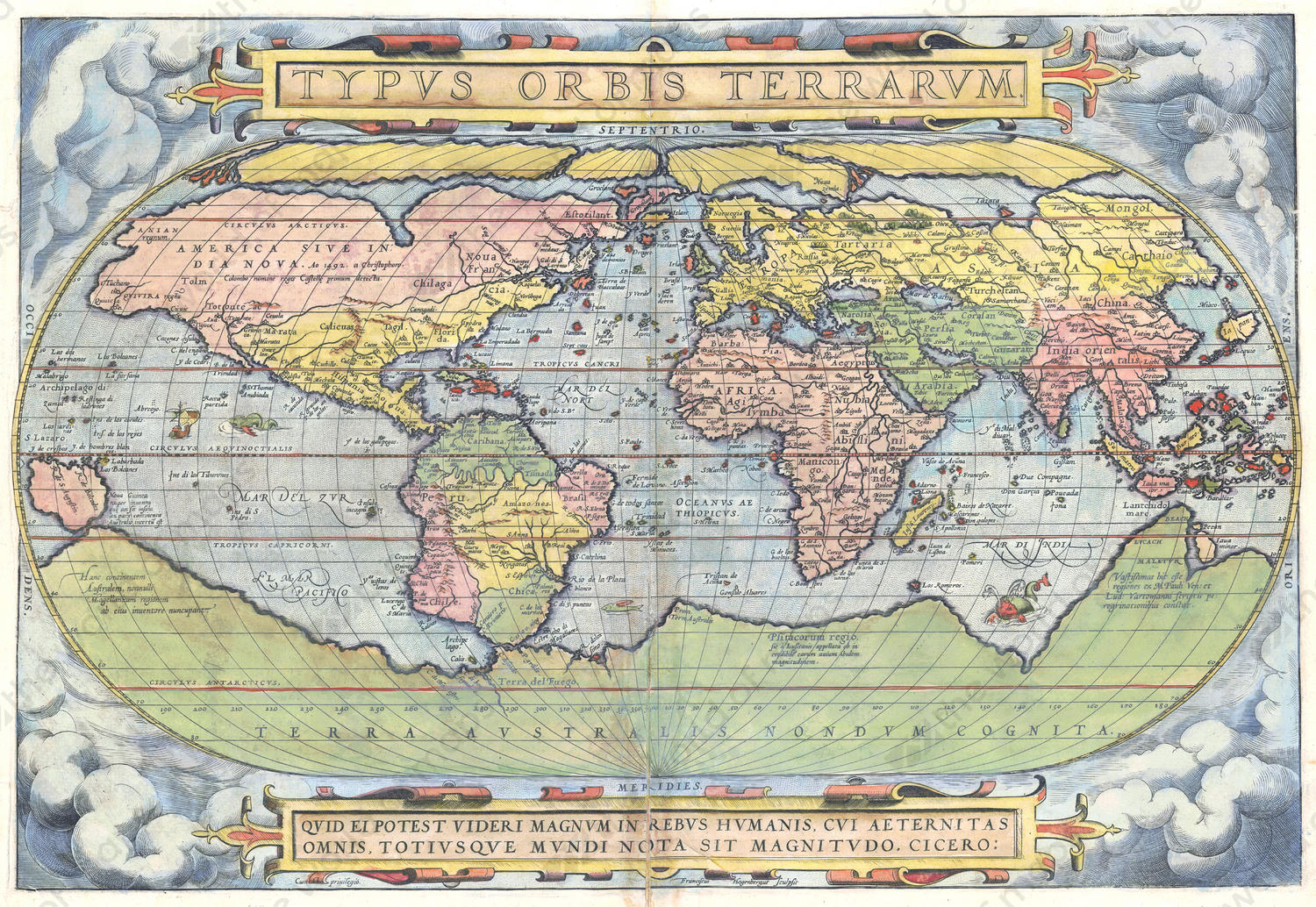 Digital World Map Year 1570 Abraham Ortelius