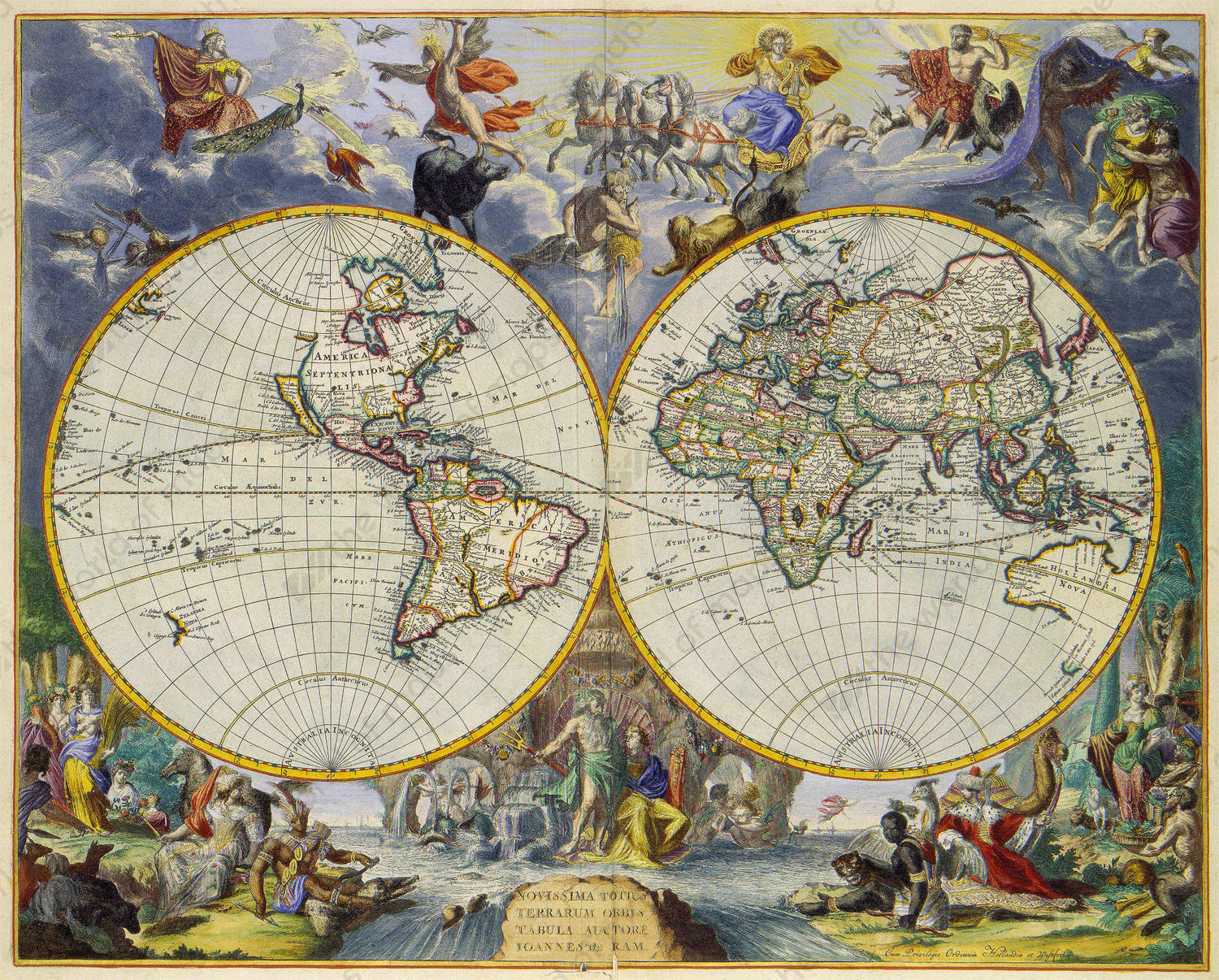 Digital World Map Year 1683 Johannes de Ram