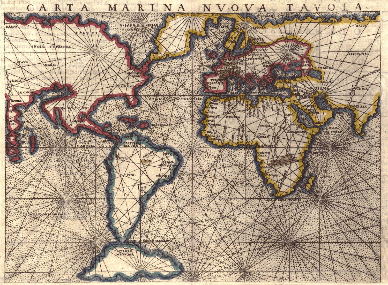 Digital World Map Year 1561 Girolamo Rusceli