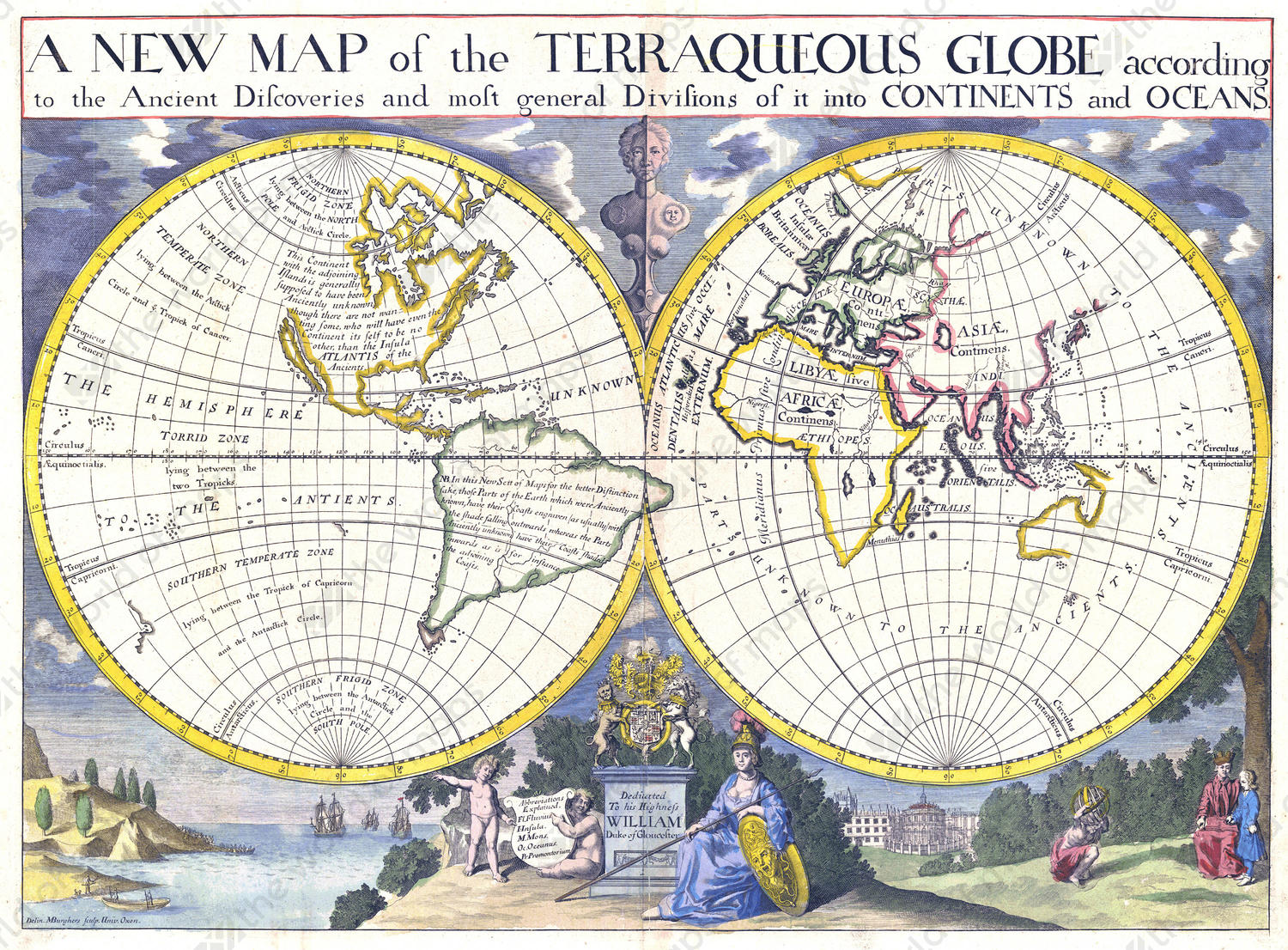 Digital World Map year 1700 Edward Wells