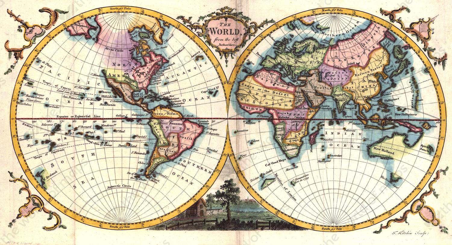 Digital World Map Year 1780 Kitchin