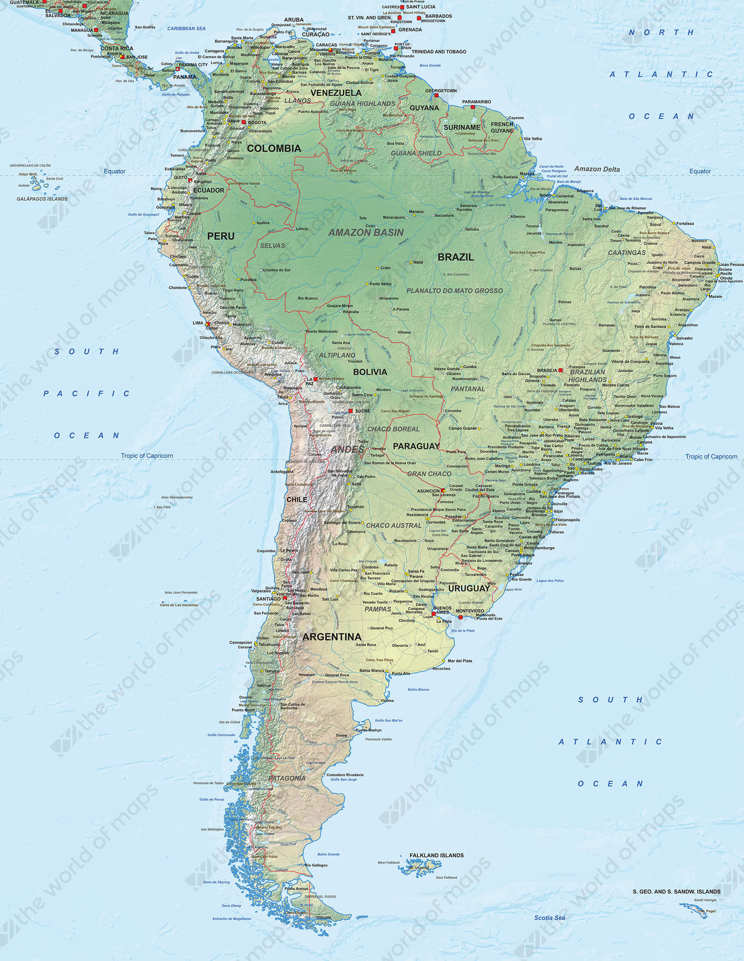 Digital Map South America Physical 1286 The World Of Maps Com Digital Map South America Physical 1286 The World Of Maps Com