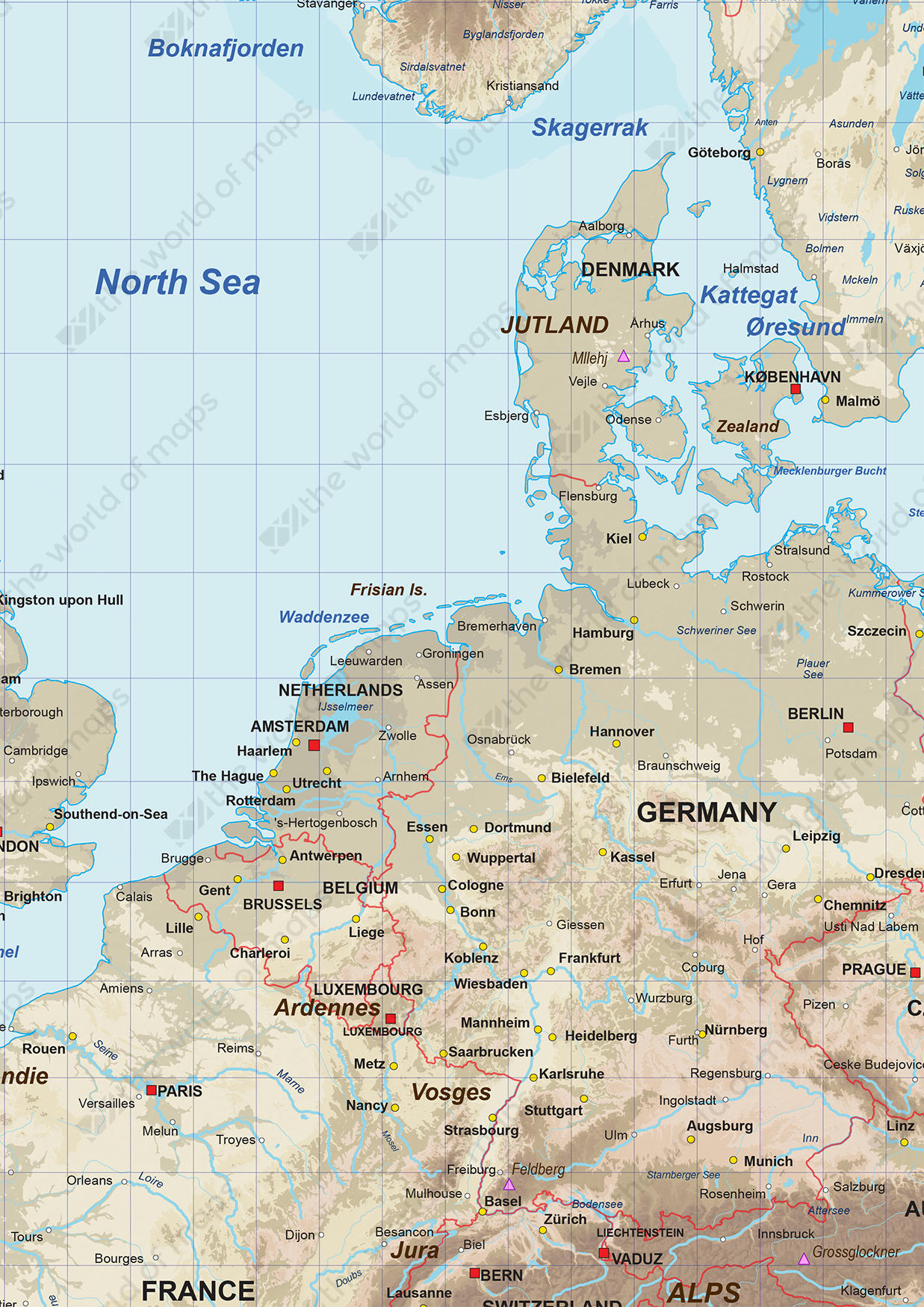  Digital vector map Europe Physical