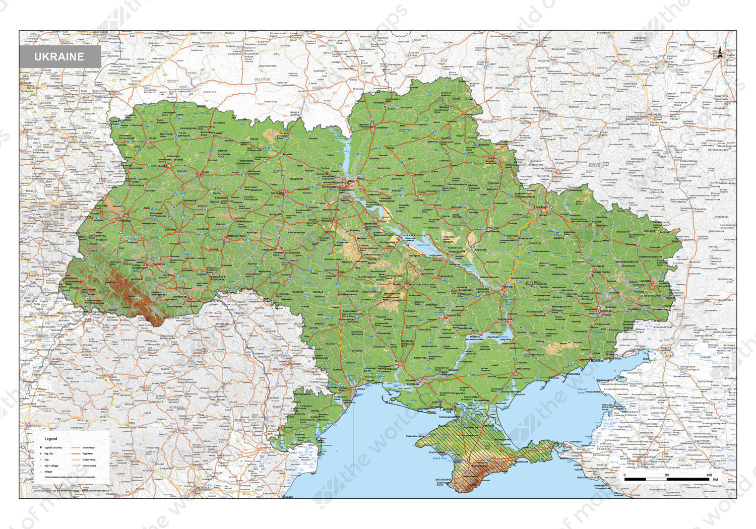 Digital physical map of Ukraine Digital physical map of Ukraine