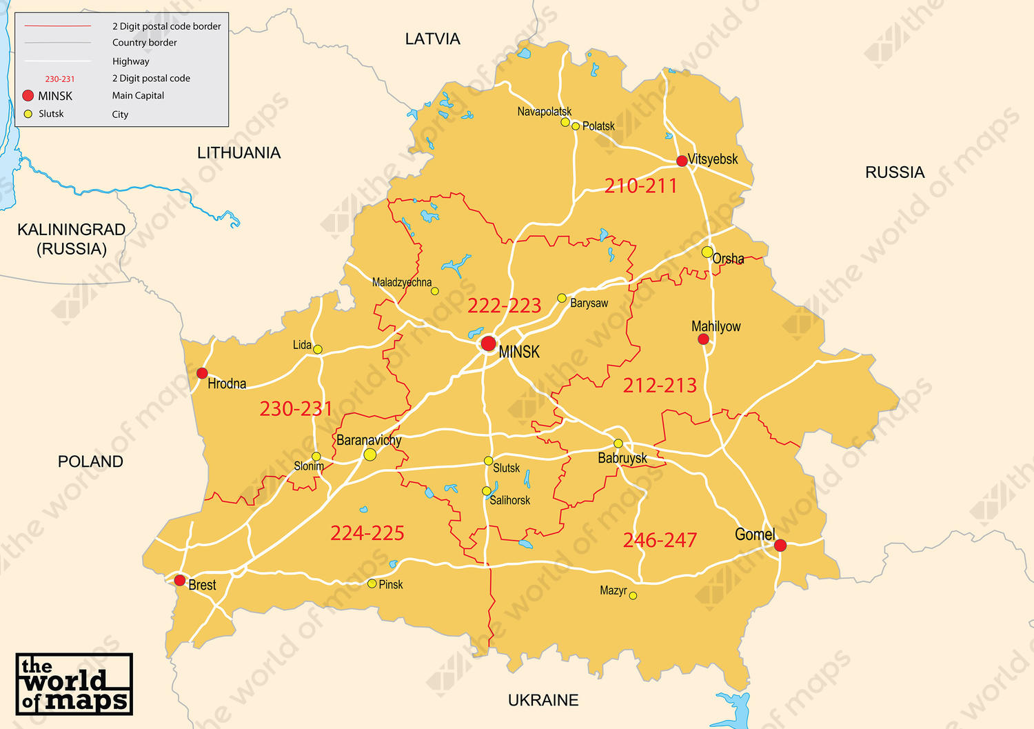 Digital postcode map Belarus 3-digit Digital postcode map Belarus 3-digit