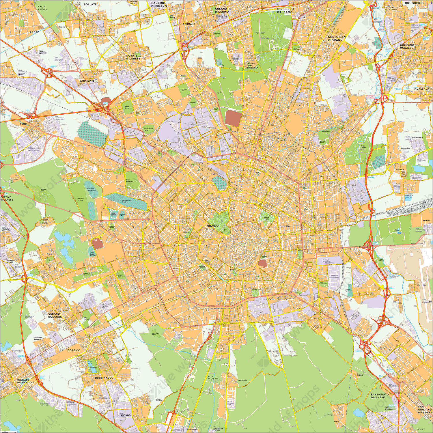 Digitale kaart Milaan / Milan 485