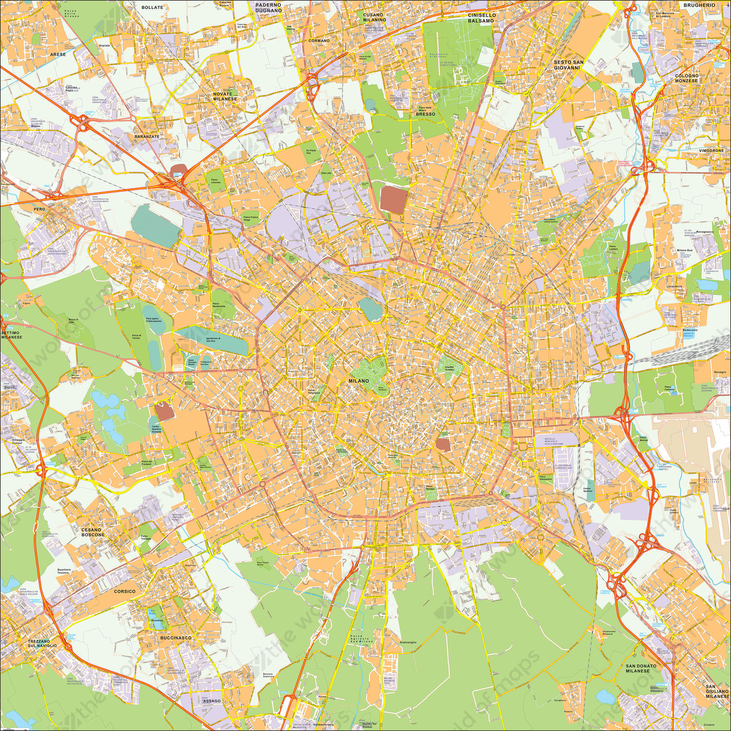 Digitale kaart Milaan / Milan 485 Digitale kaart Milaan / Milan 485