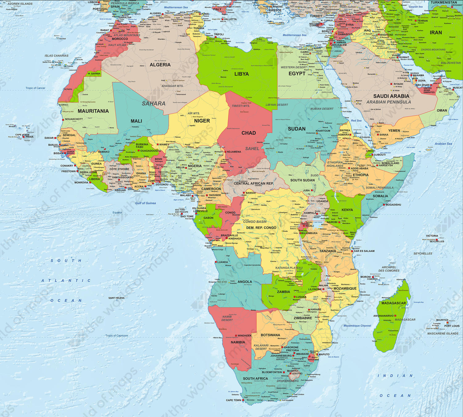 Political Map Of Africa With Capitals 2022