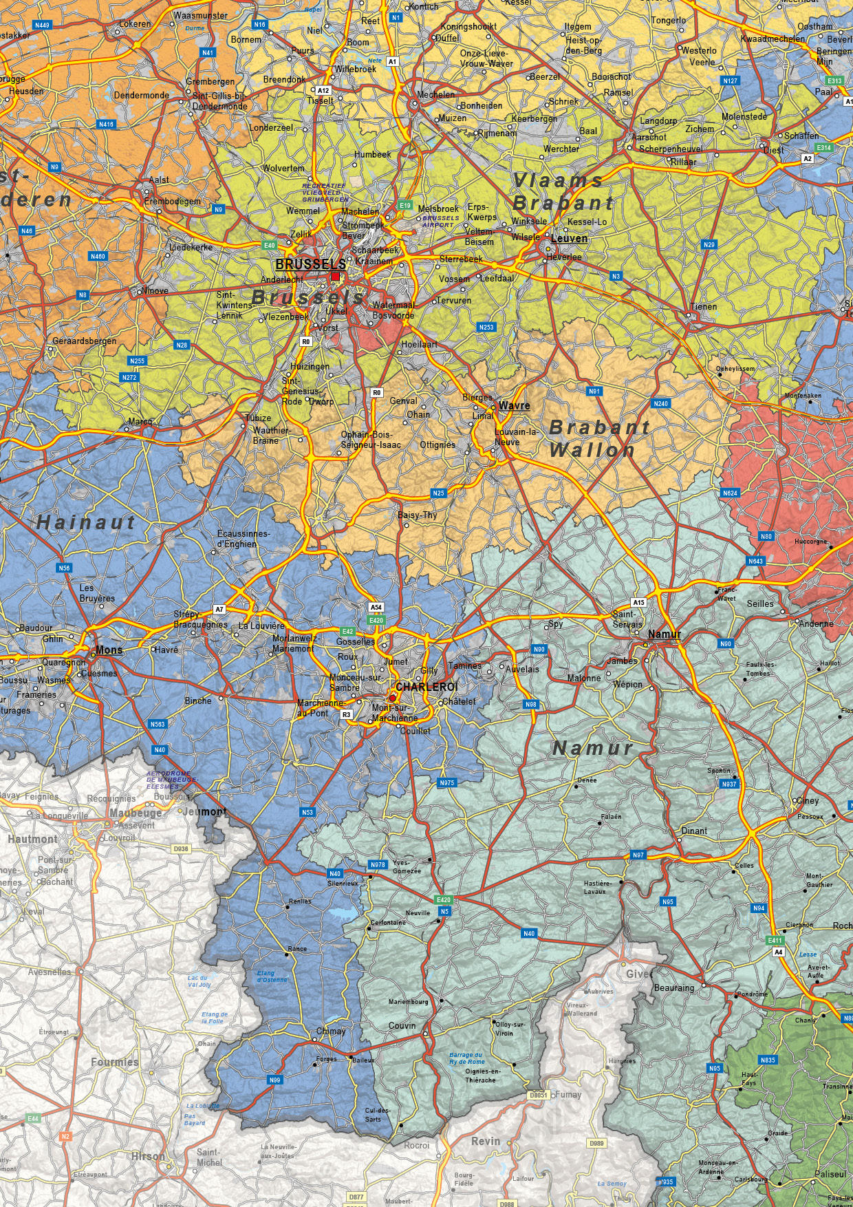 Digital Political map Belgium