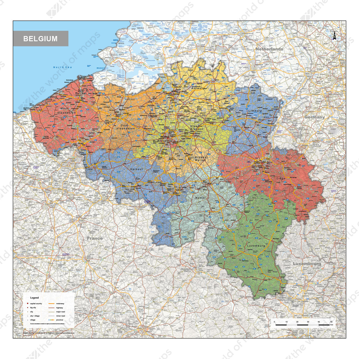 Digital Political map Belgium