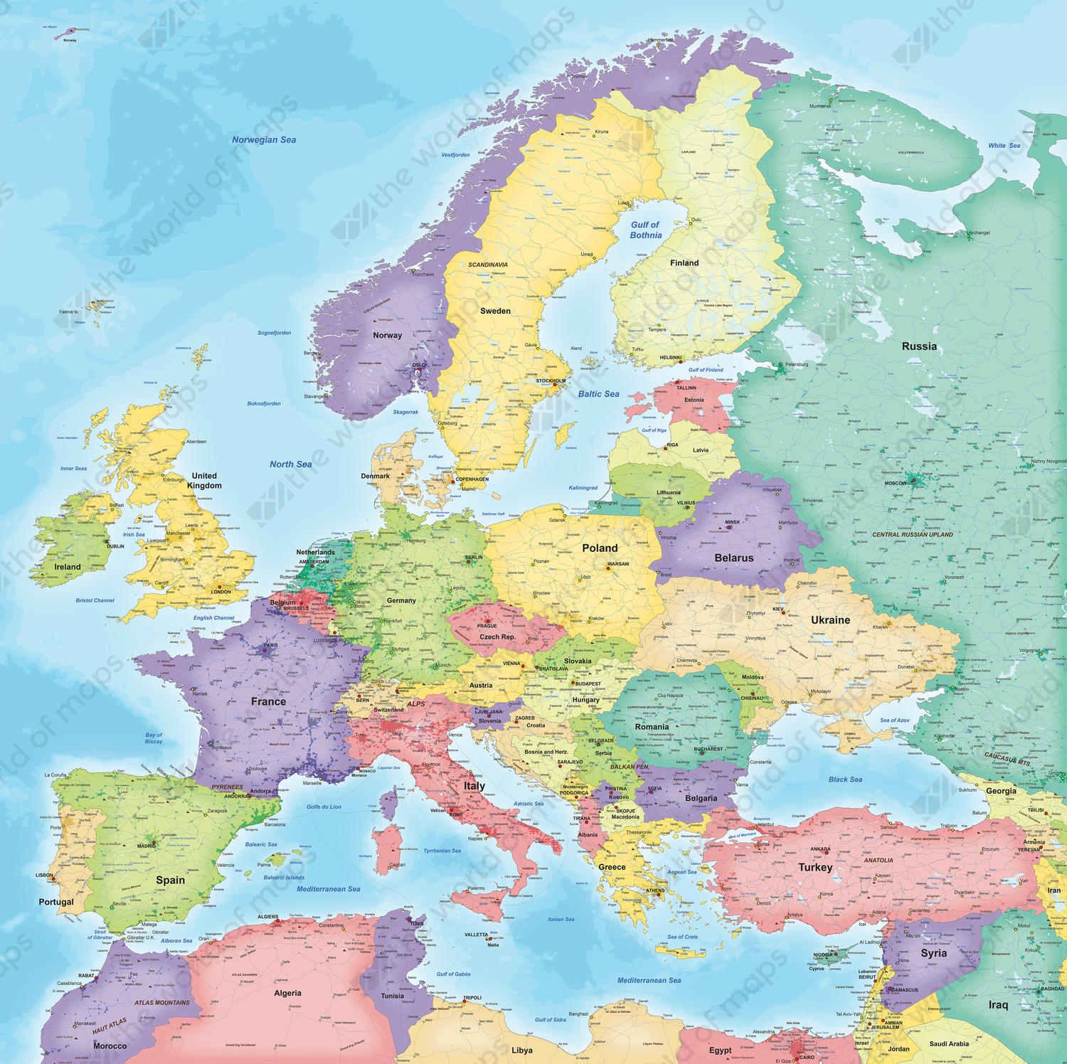 Digital Map Of Europe Political 4 The World Of Maps Com