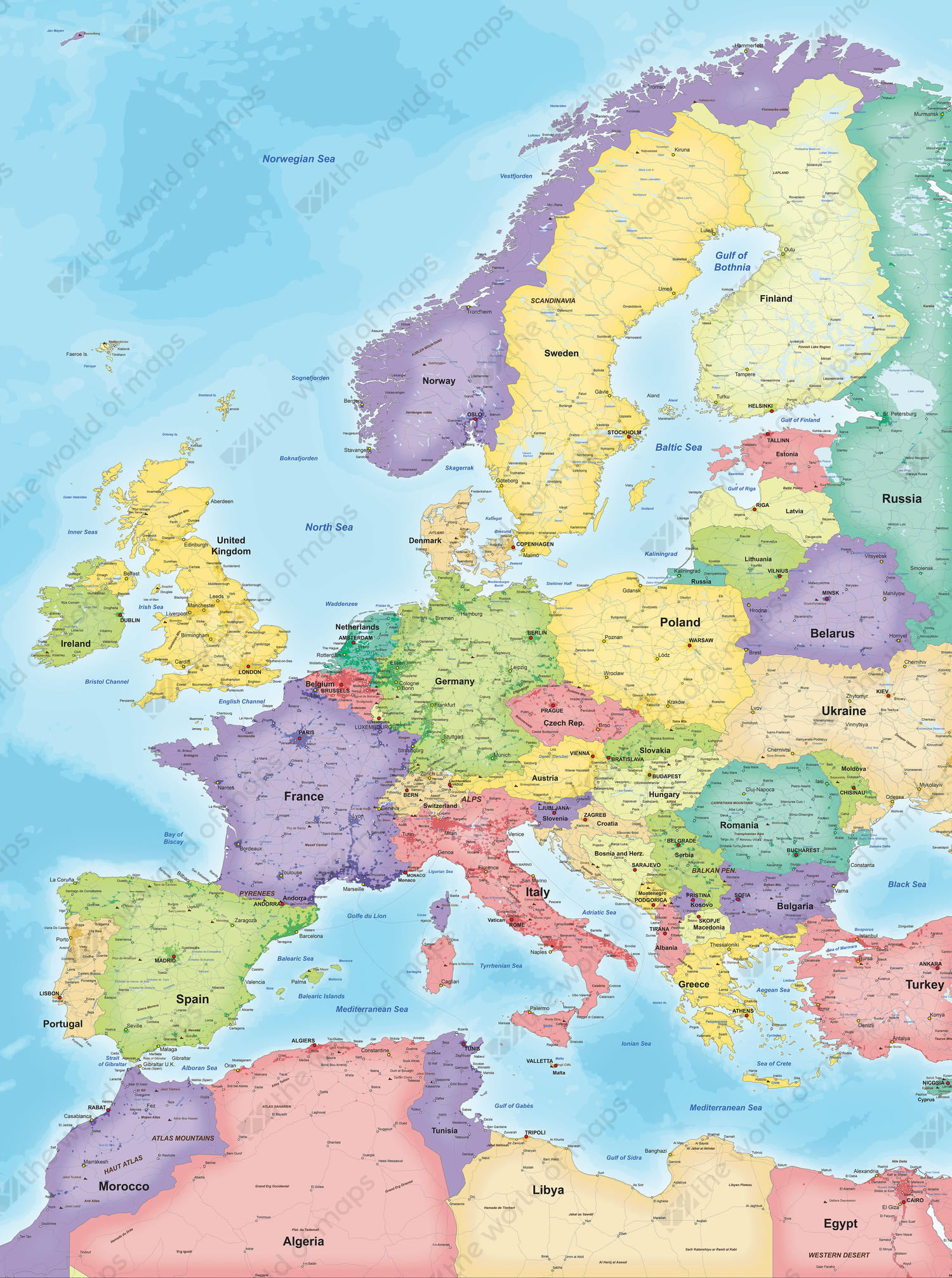Digital Map Europe 841 The World Of Maps Com