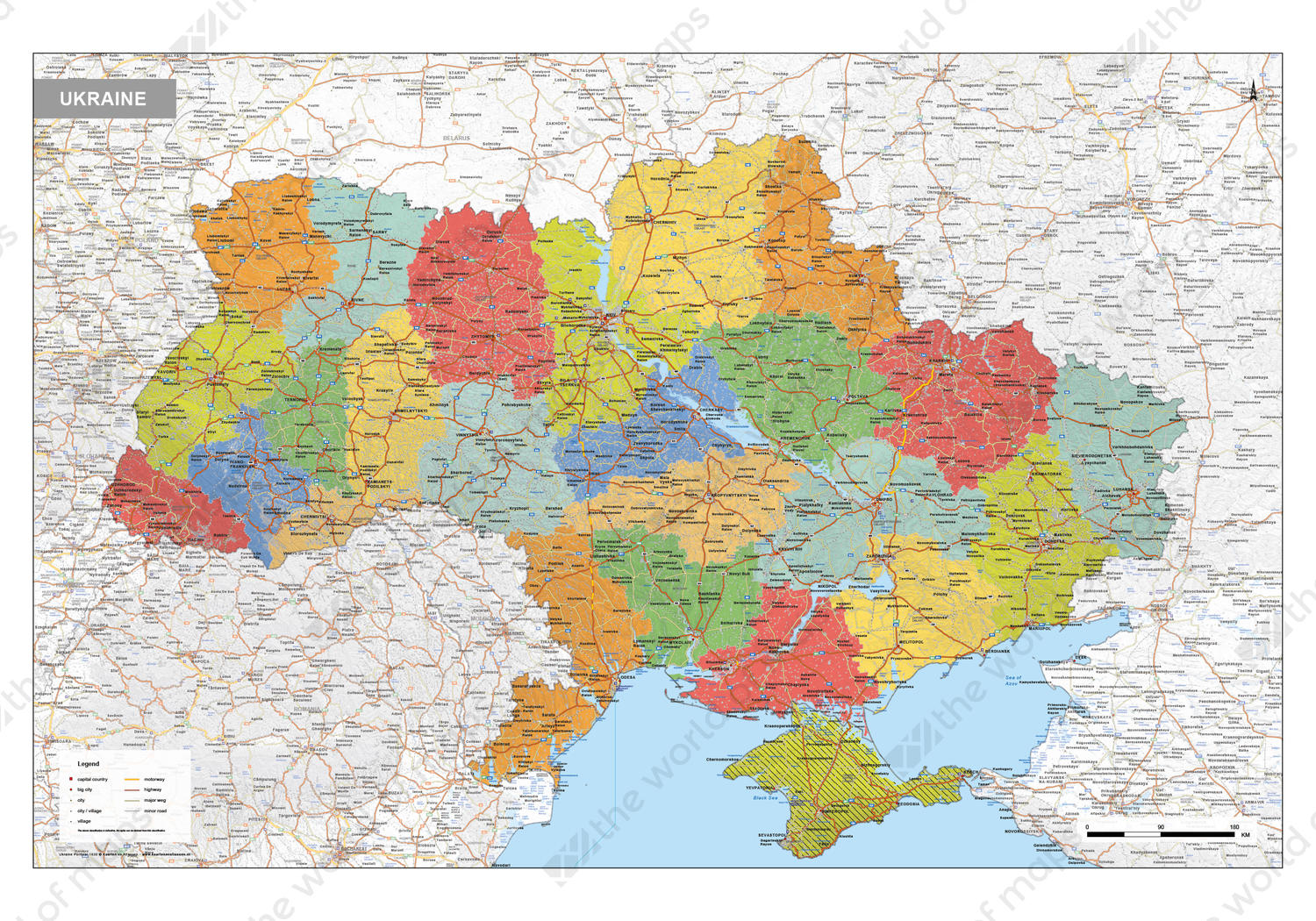 Digital political map of Ukraine