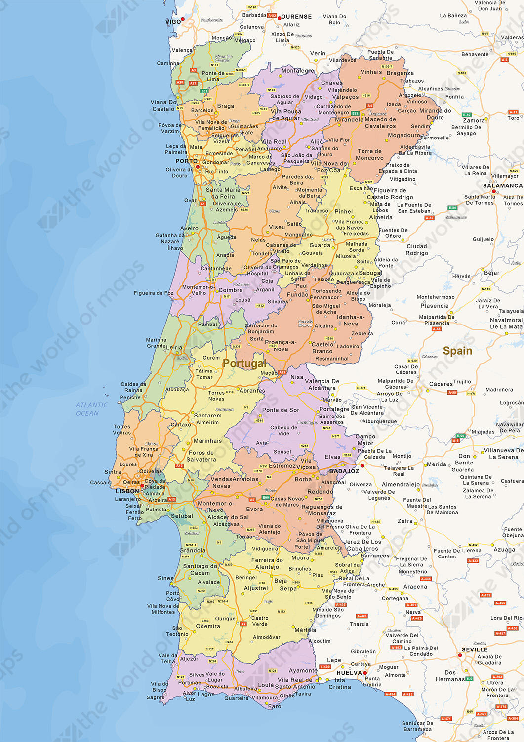 Digital political map of Portugal