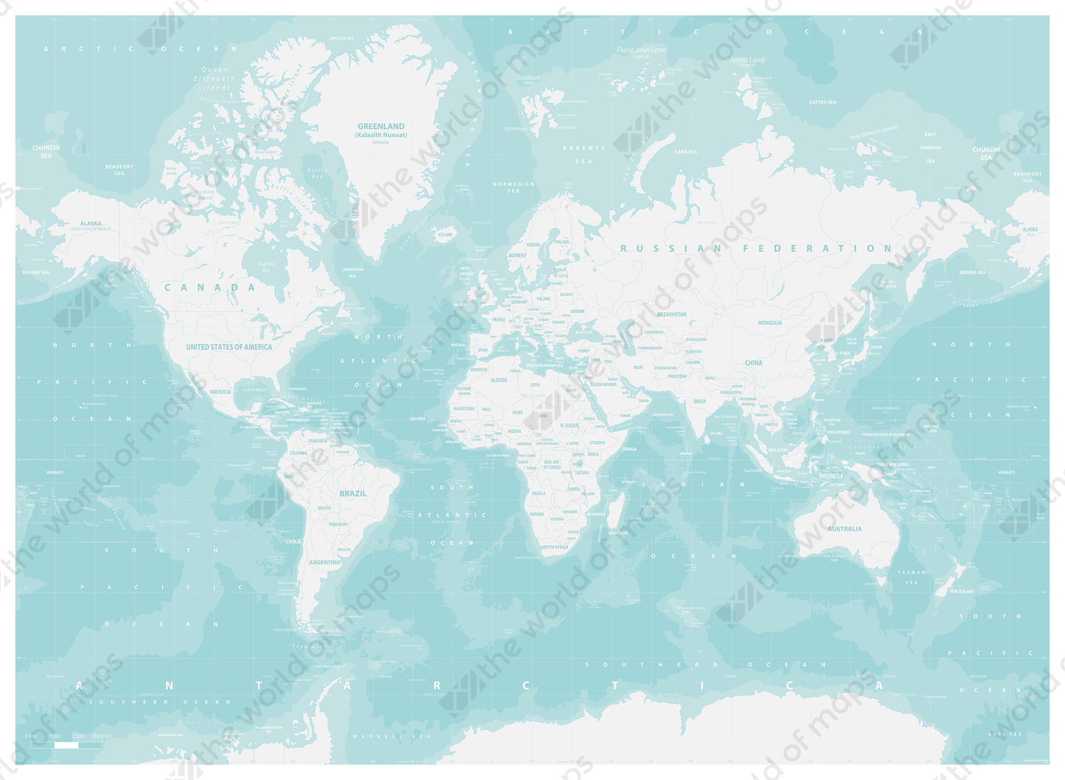 Digital World Map Aquatic 