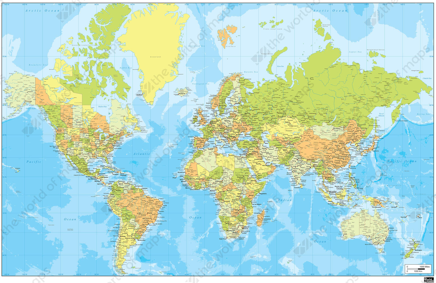 Digital political world map