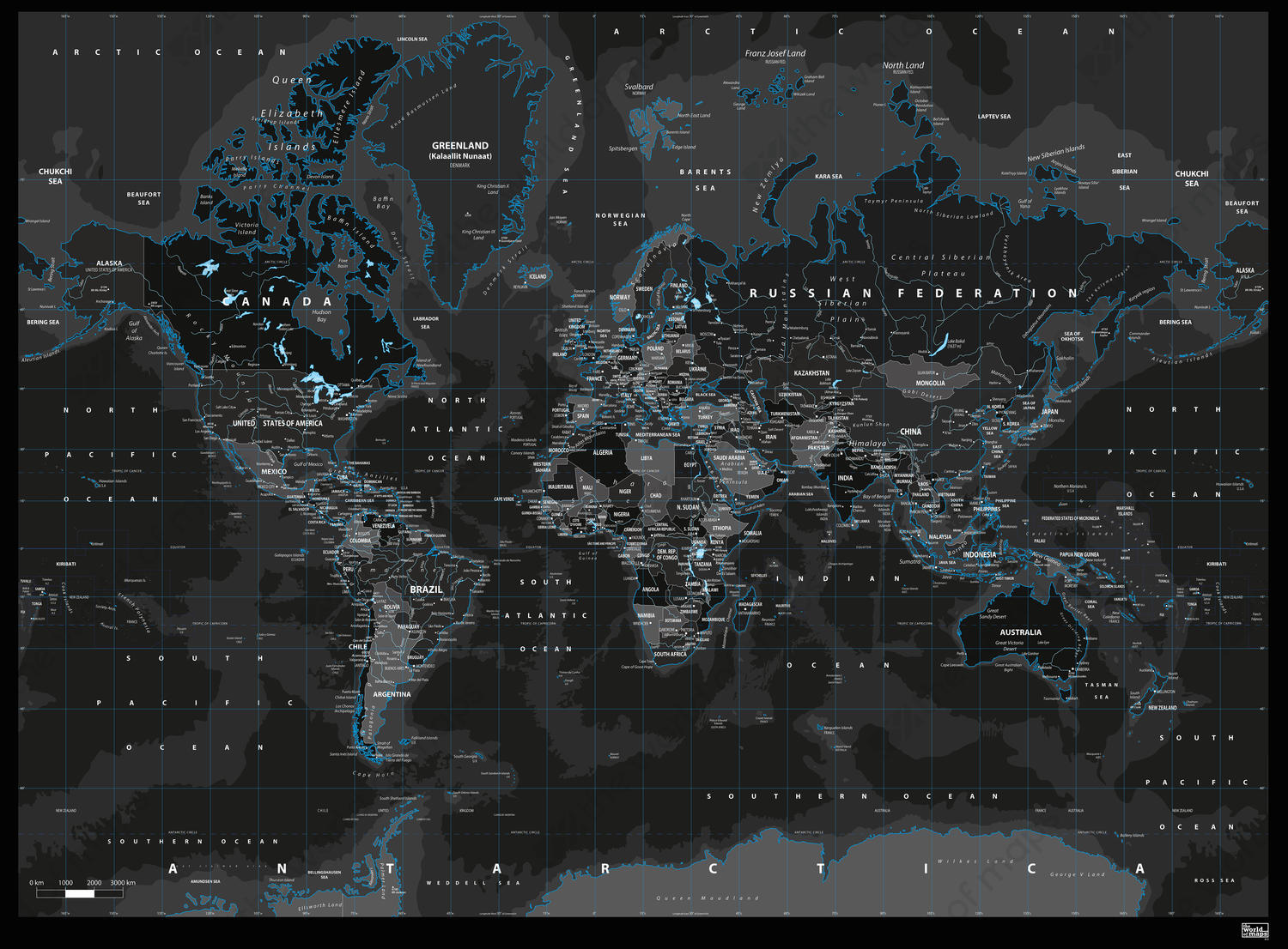 Digital world map black ice Digital world map black ice