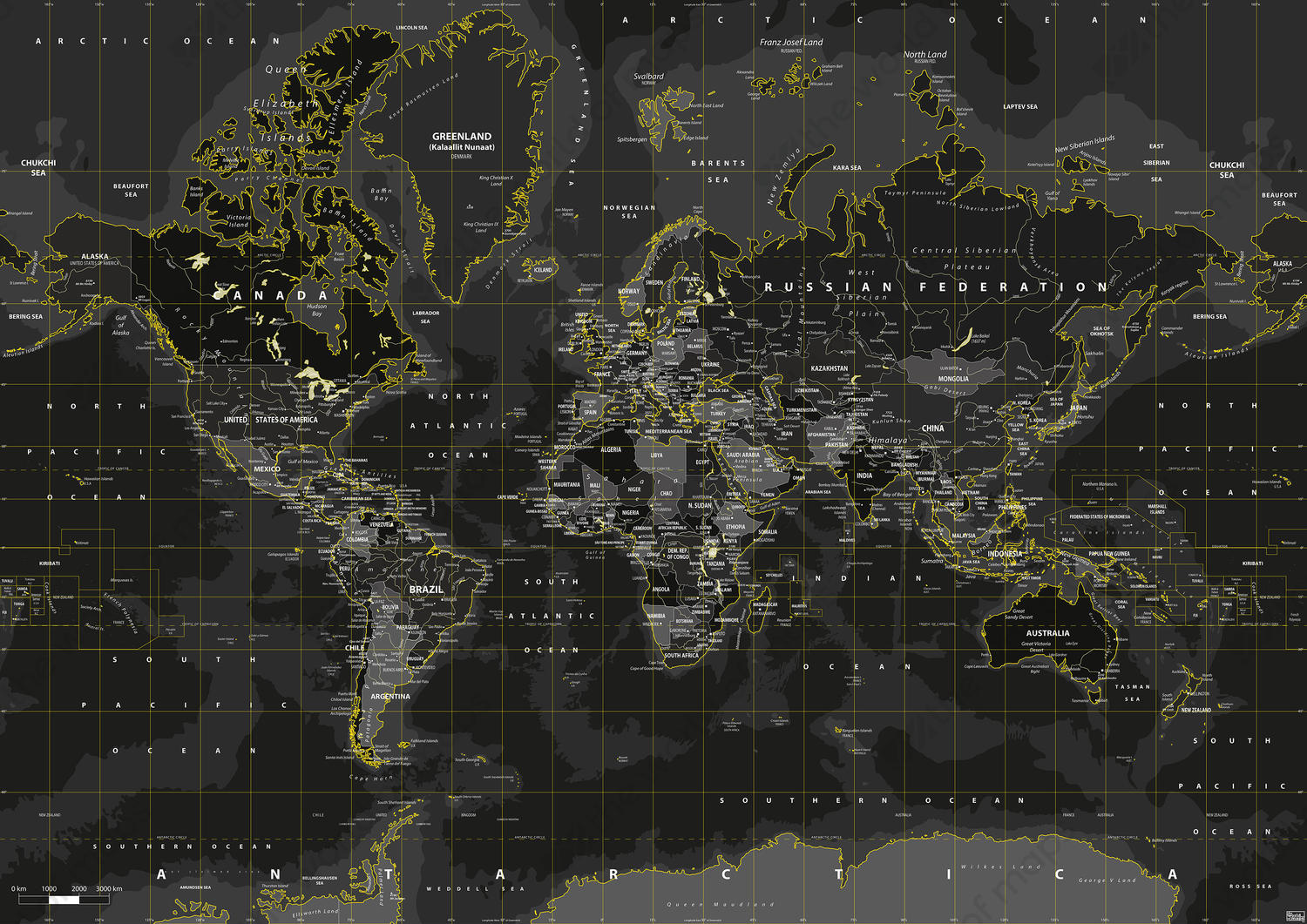 Digital world map yellow flash Digital world map yellow flash