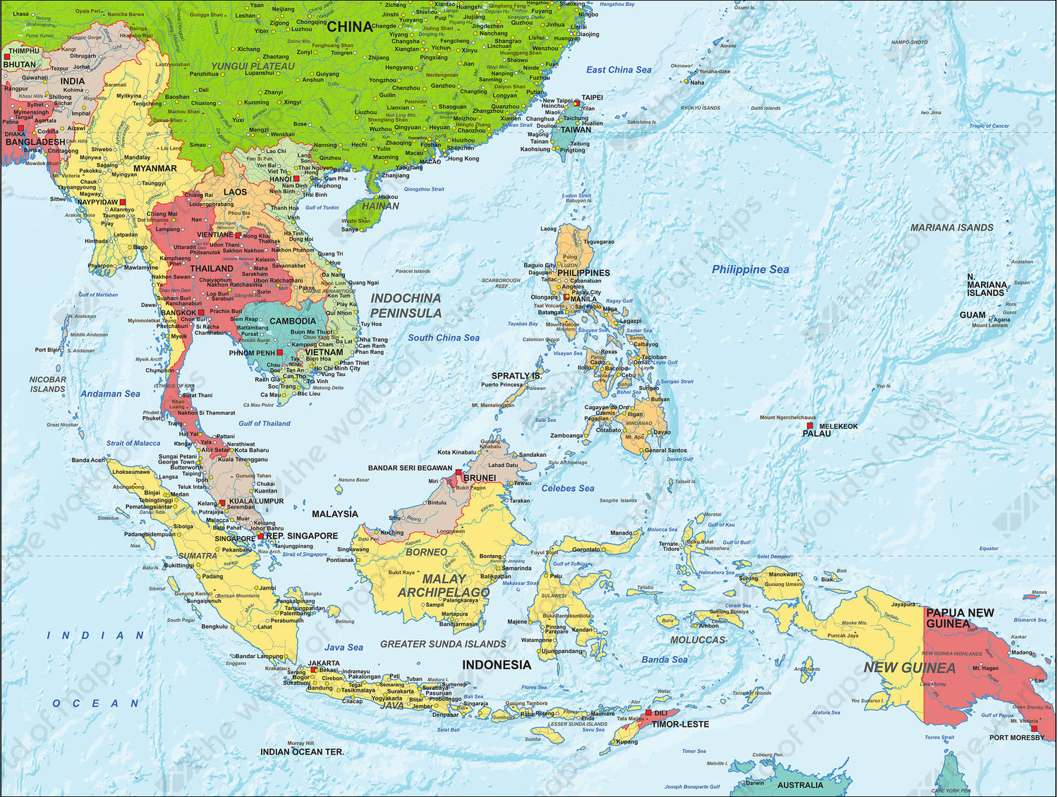 Digital map South East Asia political