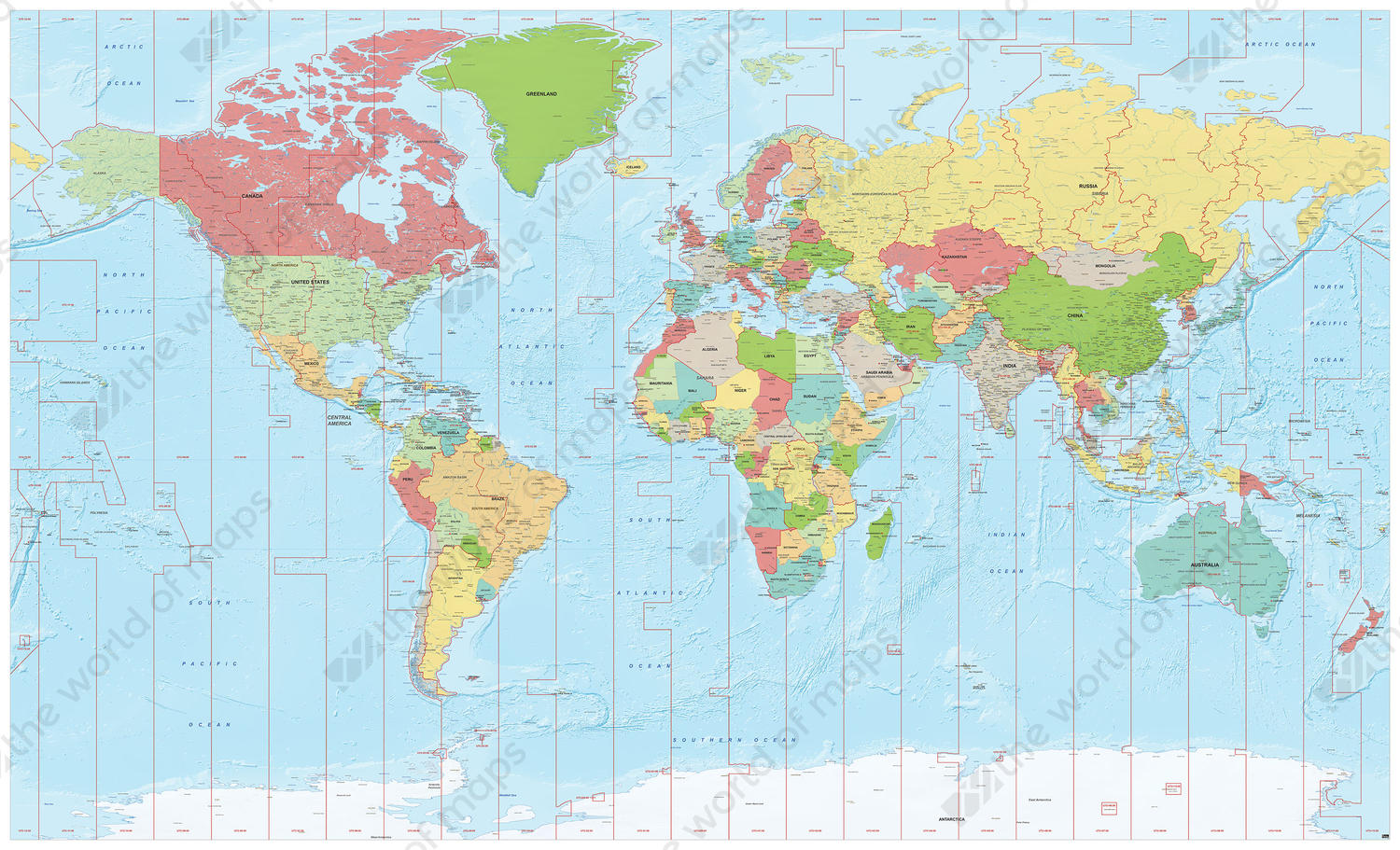 Digital time zone world map