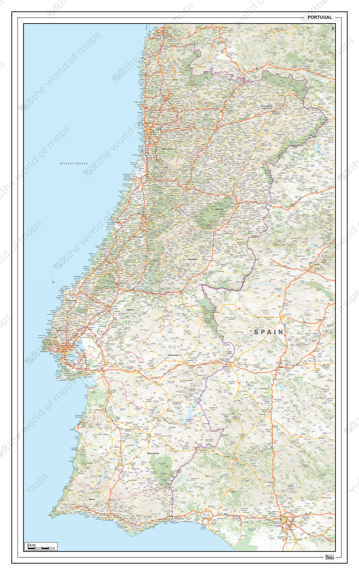 Portugal Map (Road) - Worldometer