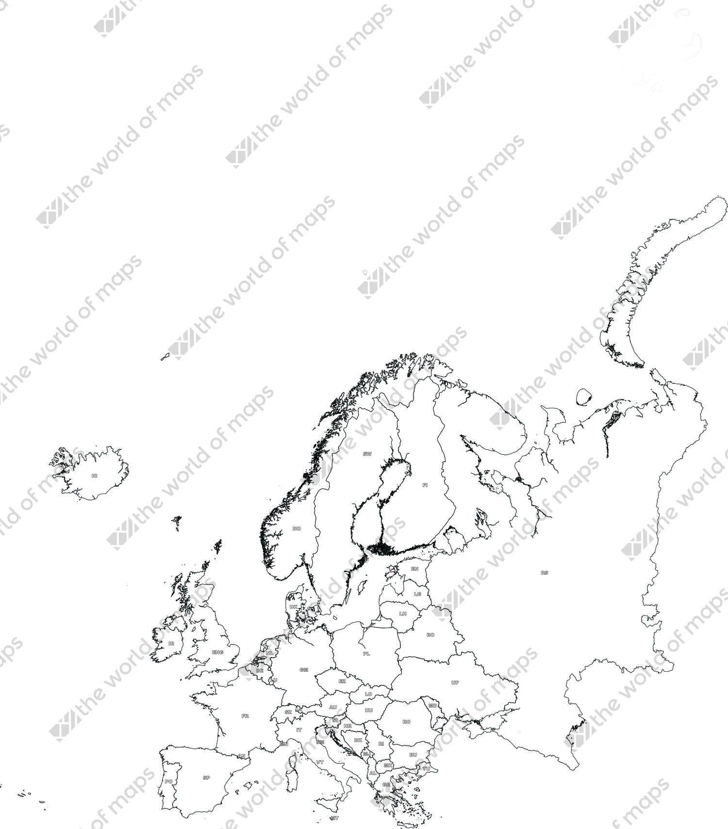 Digital map of Europe (free)