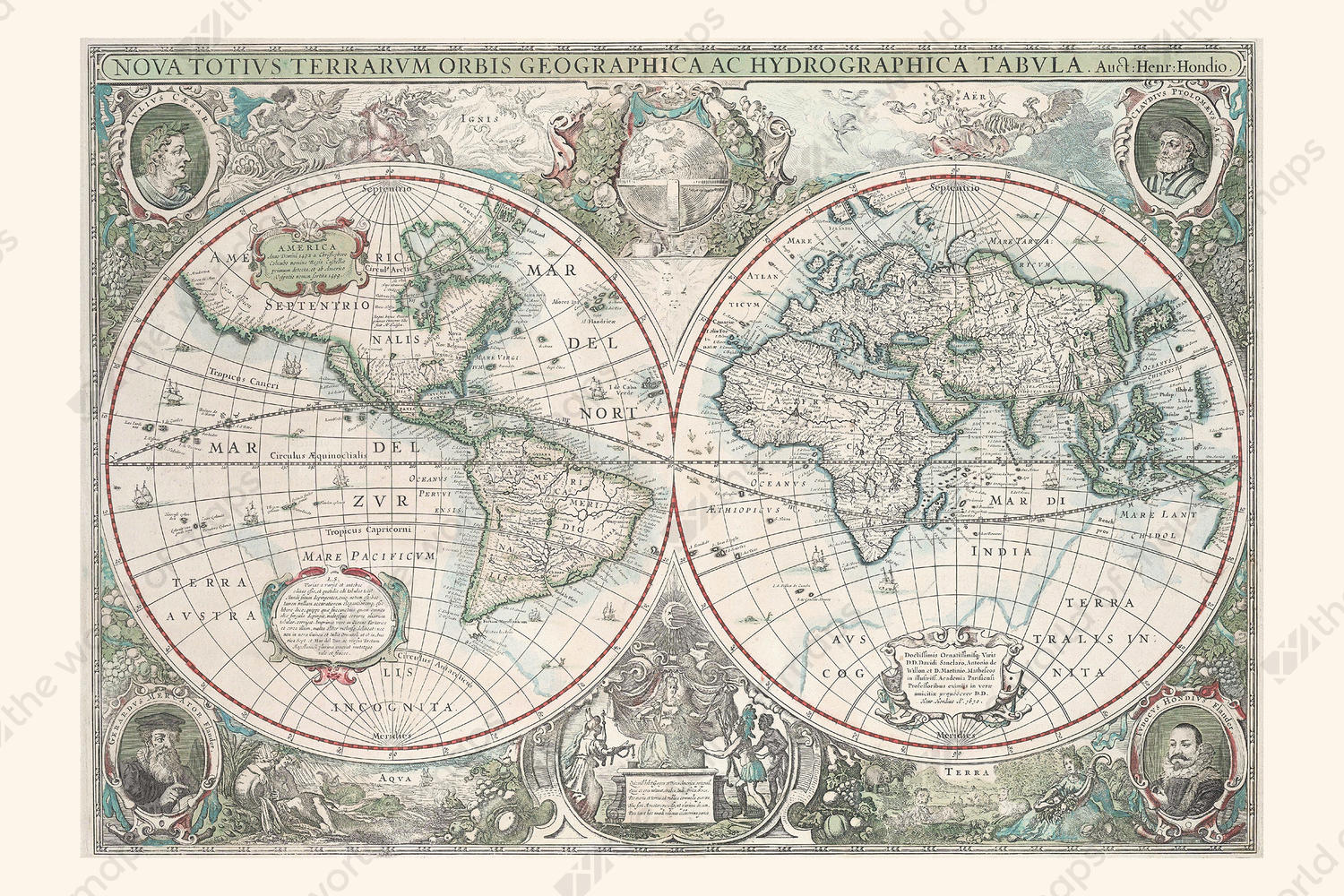 Digital World Map Year 1630 Hondius Digital World Map Year 1630 Hondius