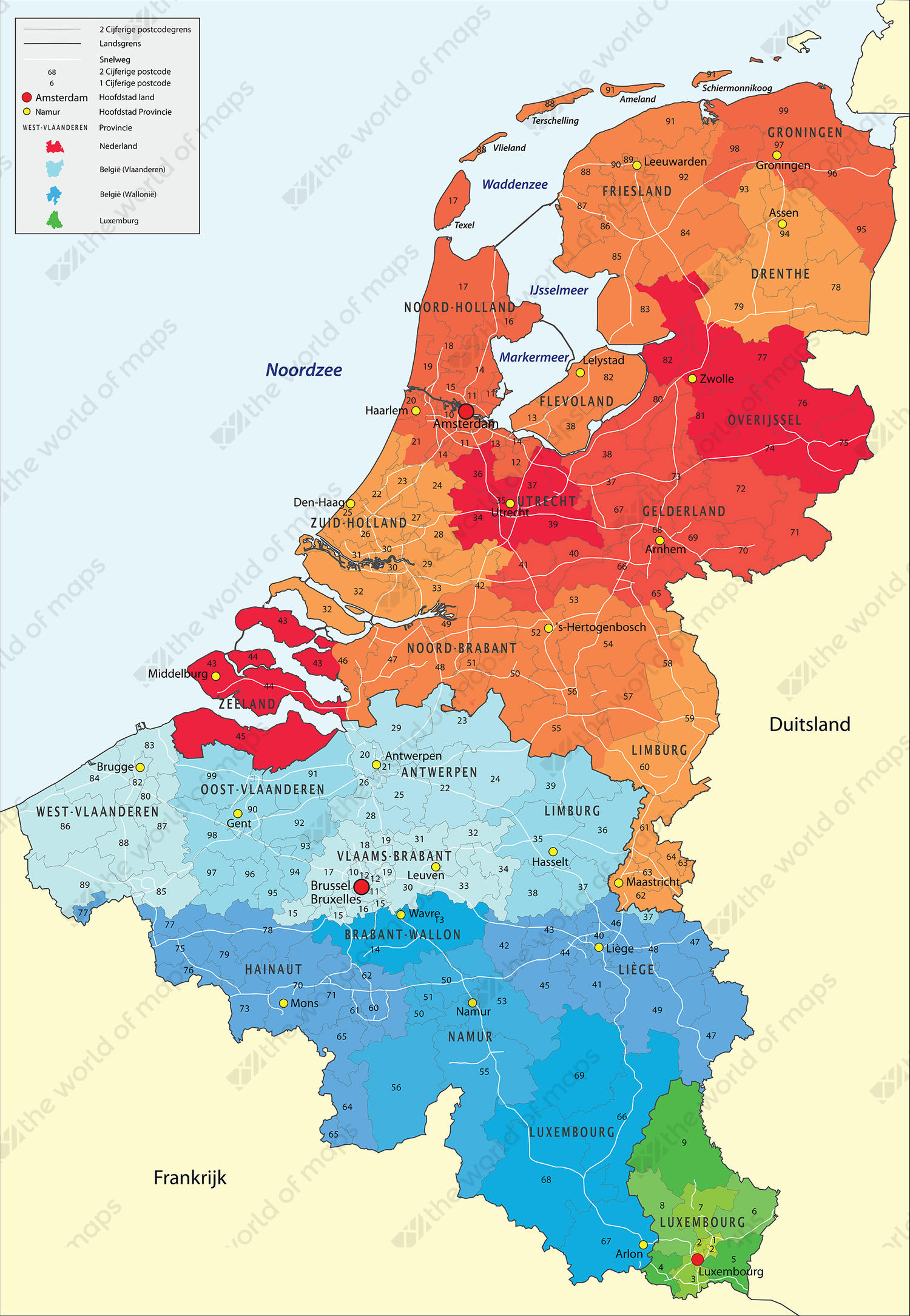 Digital ZIP code map Benelux 2-digit Digital ZIP code map Benelux 2-digit