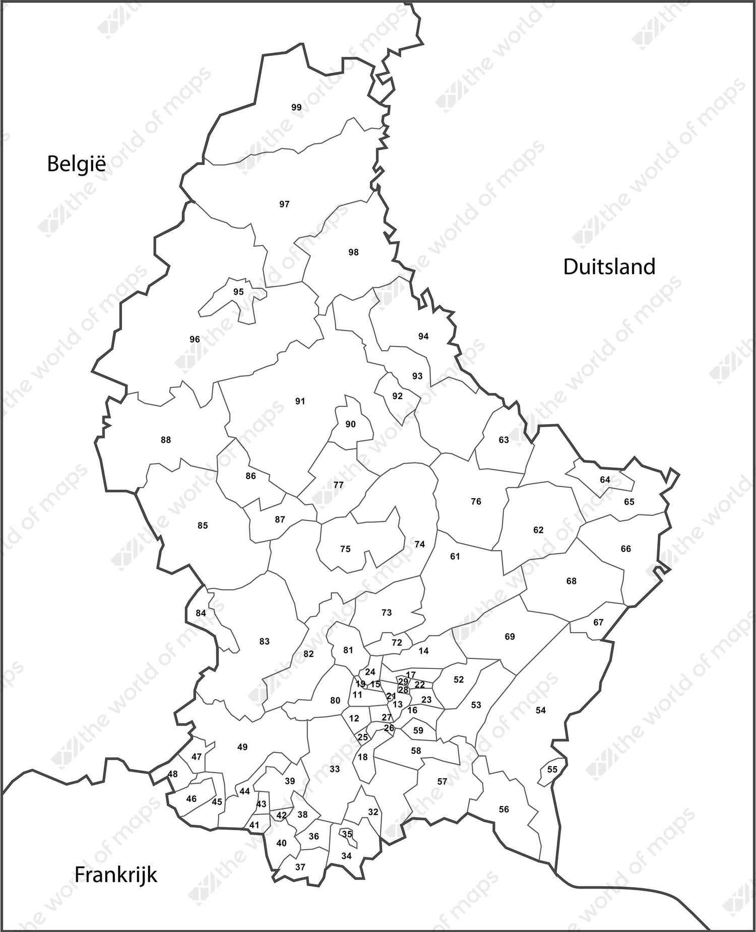 Digital ZIP code map Luxembourg