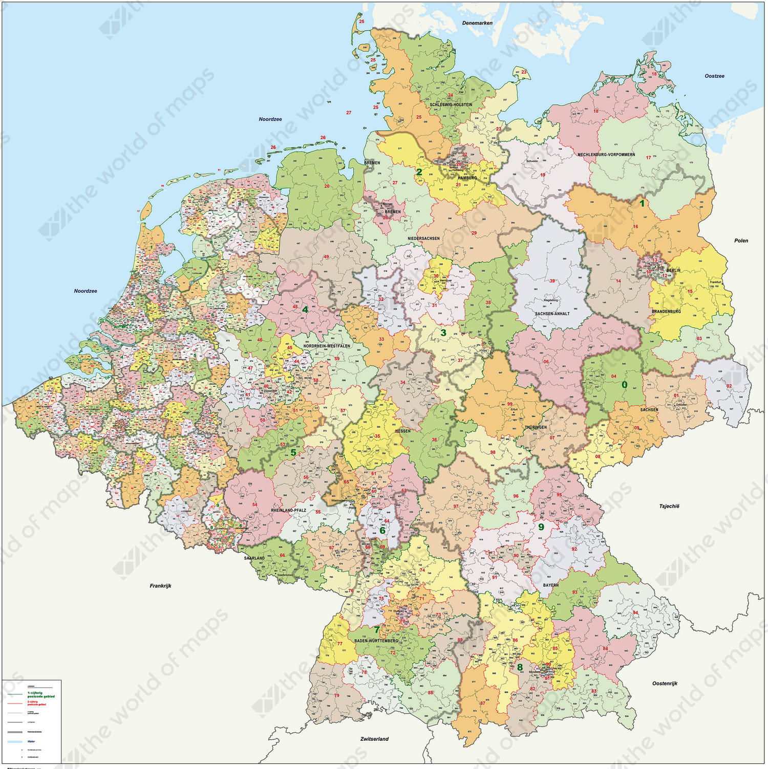 Digital Postcode Map Benelux Germany 1 2 En 3 Digit 1392 The