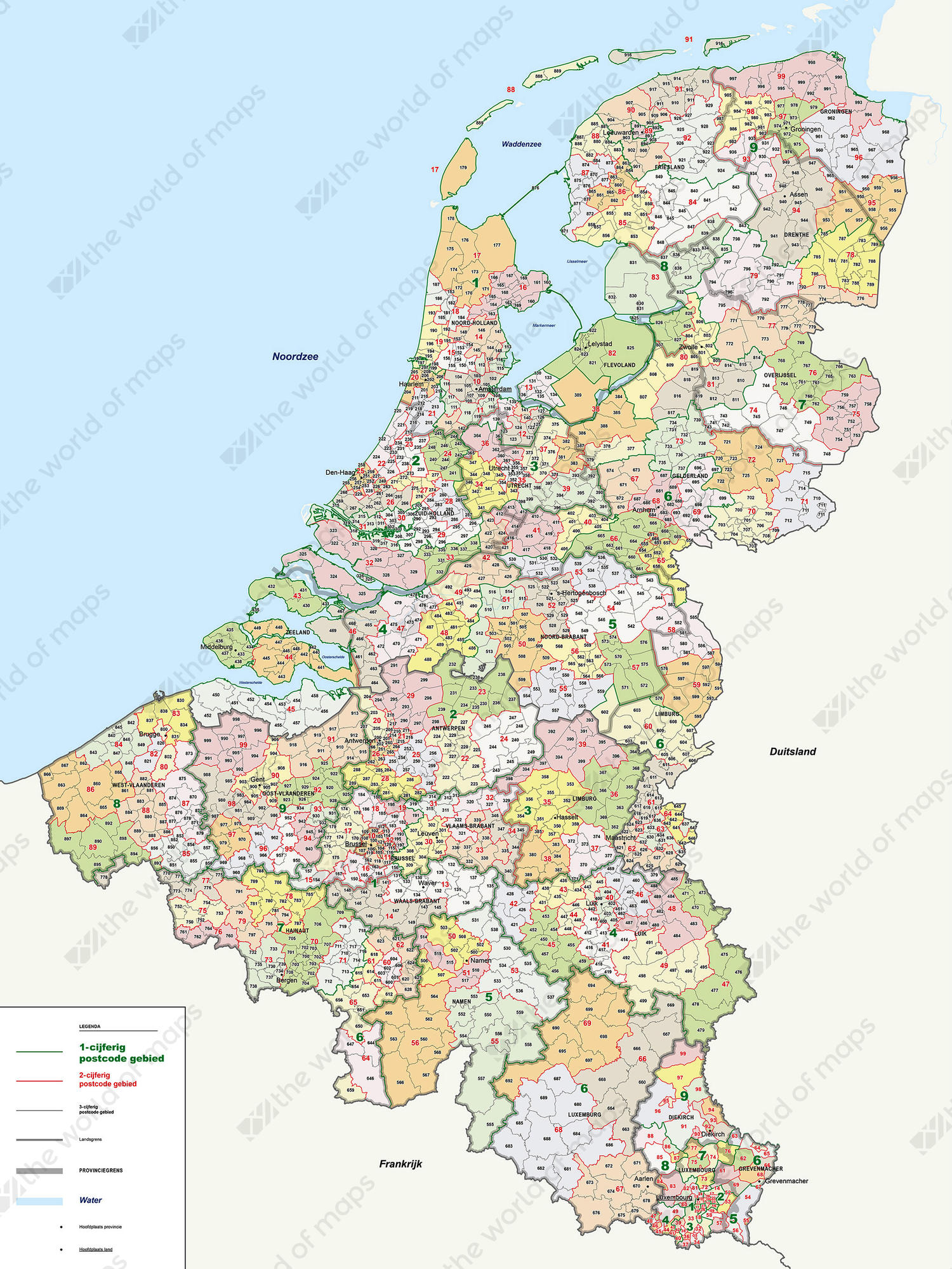 Digital Postcode Map Benelux 1 2 3 Digit 1390 The World Of Maps Com