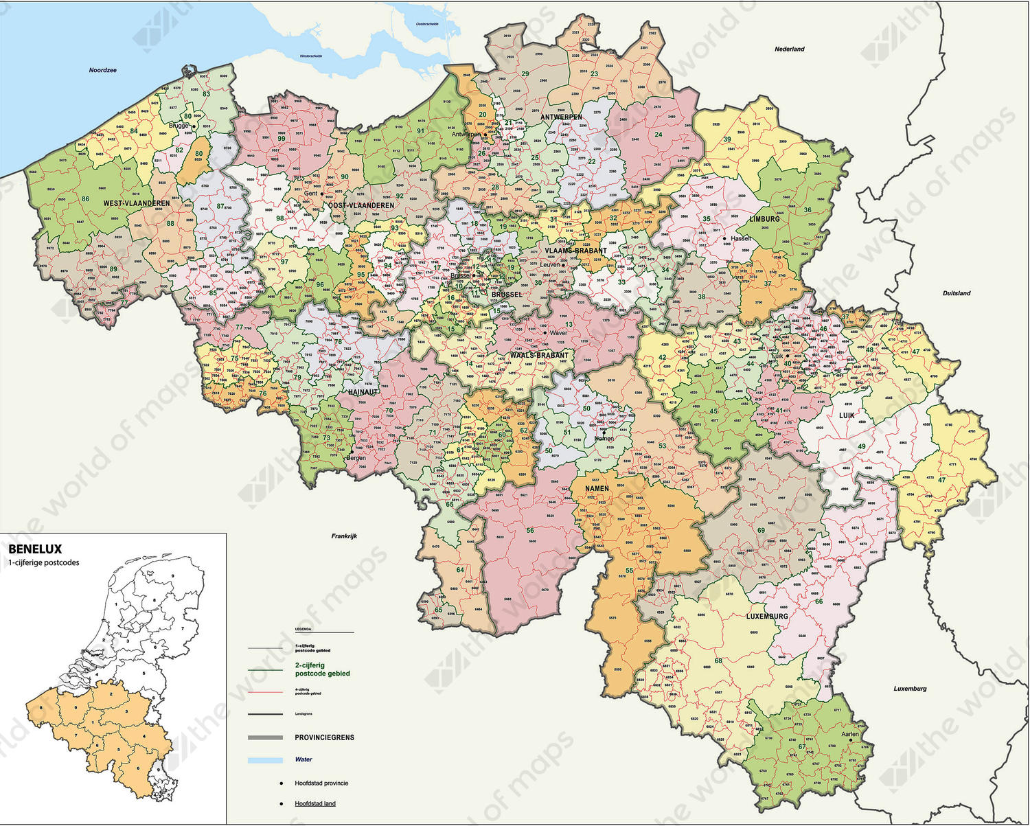 Digital Postcode Map Belgium 2-4 digits 1389 Digital Postcode Map Belgium 2-4 digits 1389
