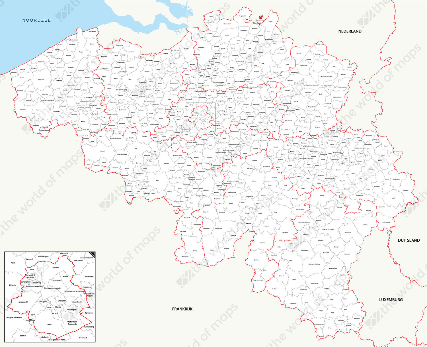 Digital municipal map Belgium