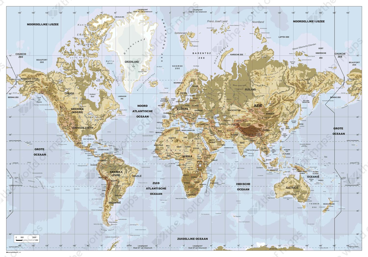 Digital physical world map