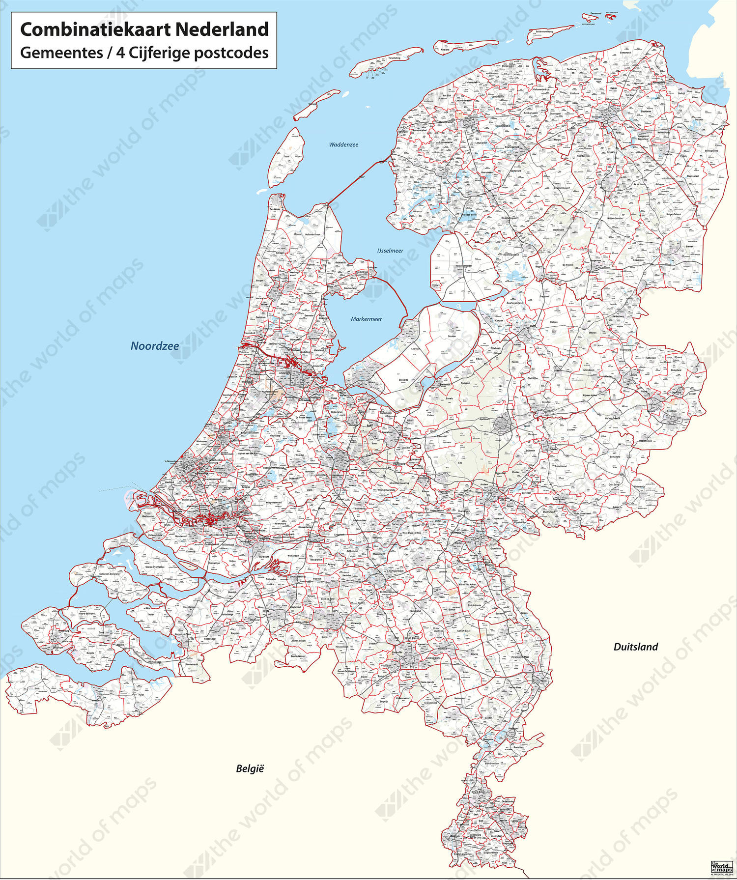 Digital postcode-/municipality map of the Netherlands