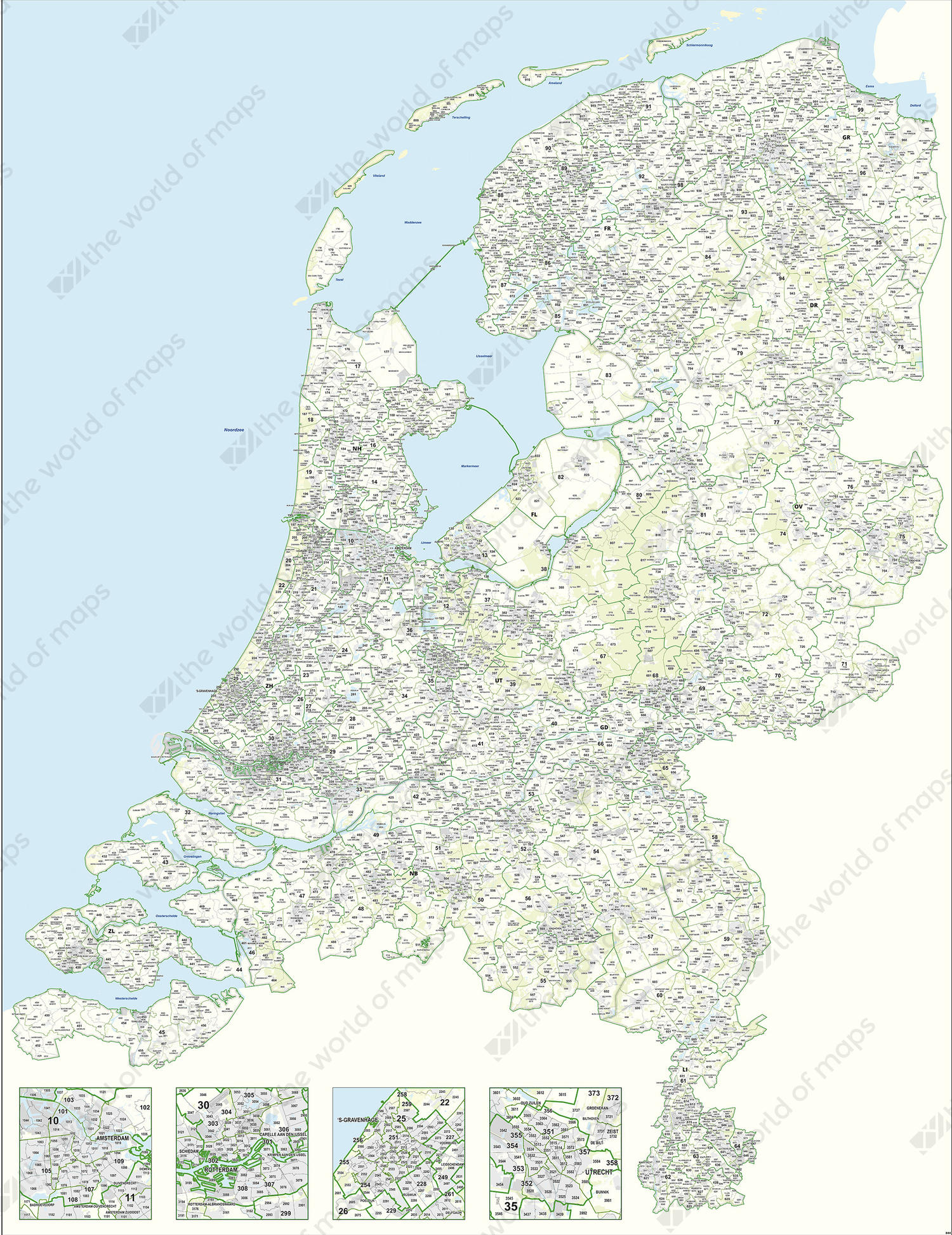 Digital 2- and 4- digit postcode map The Netherlands Digital 2- and 4- digit postcode map The Netherlands