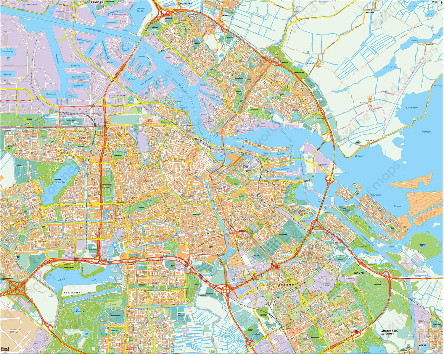 Digital map Amsterdam