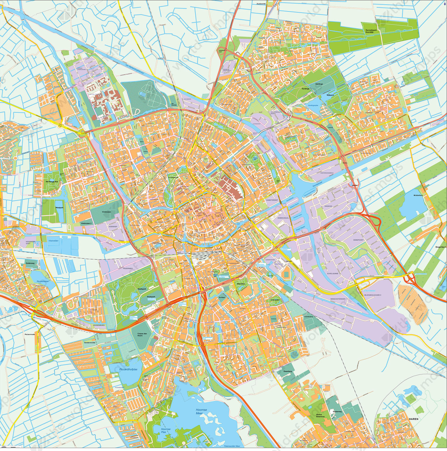 Digital City Map Groningen 397 | The World of Maps.com