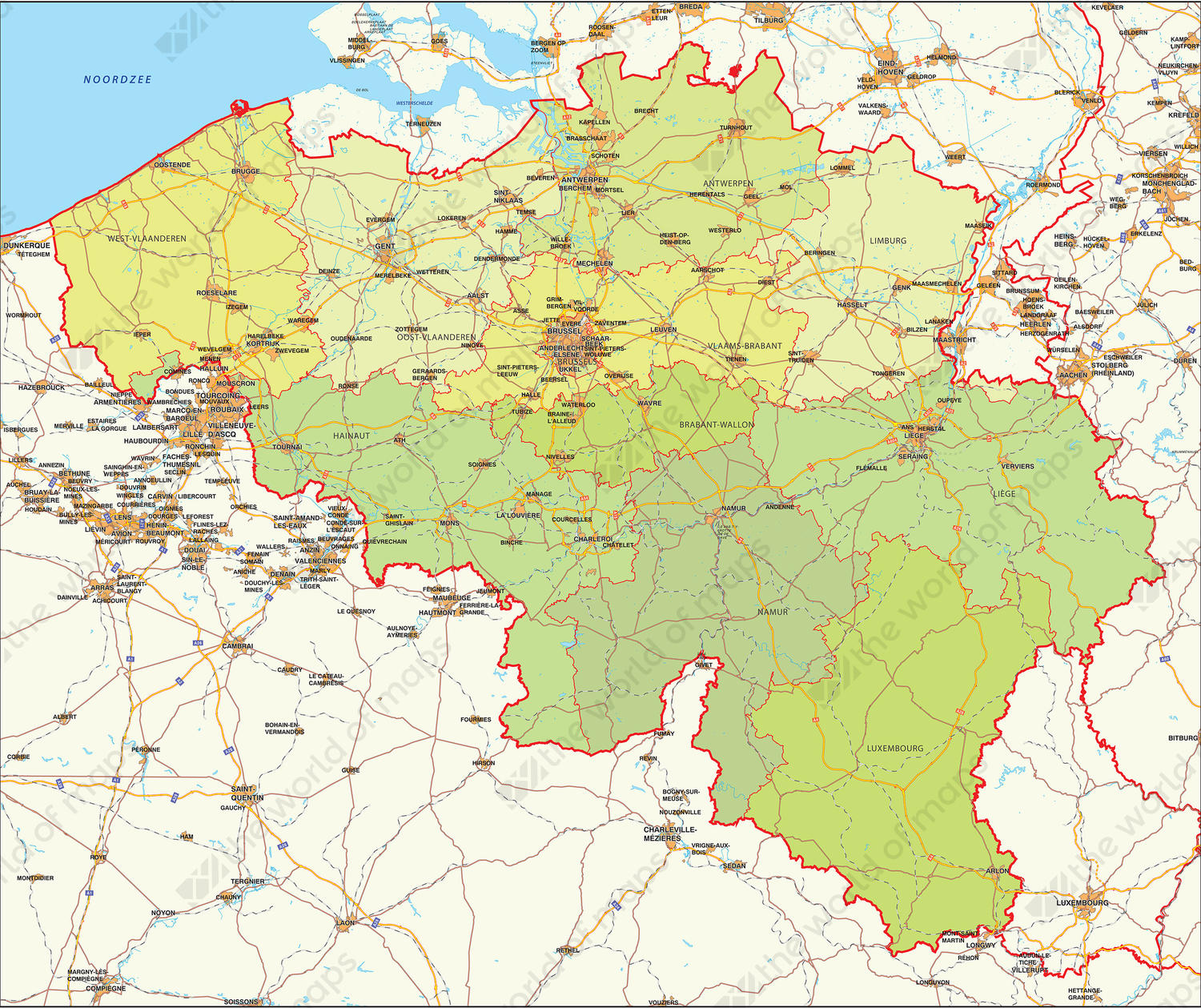 Digital map Belgium political Digital map Belgium political