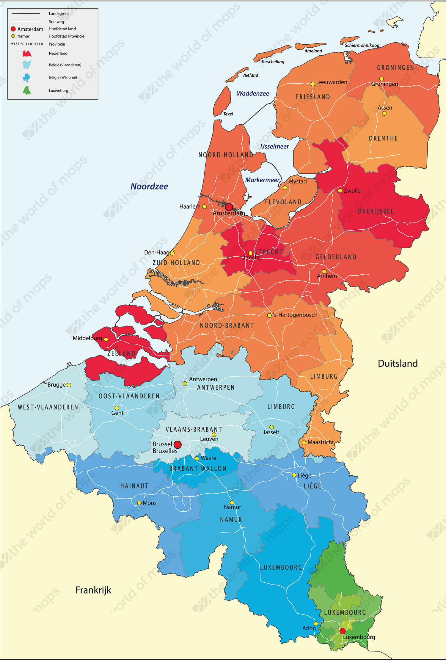 Digital basic Benelux map Digital basic Benelux map