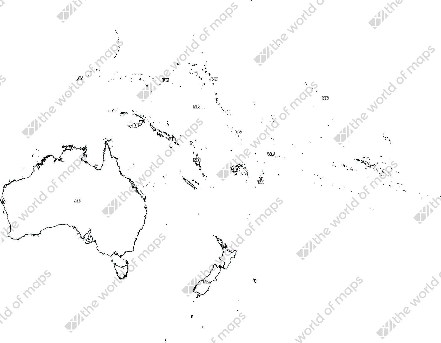 Digital map of Oceania (free)