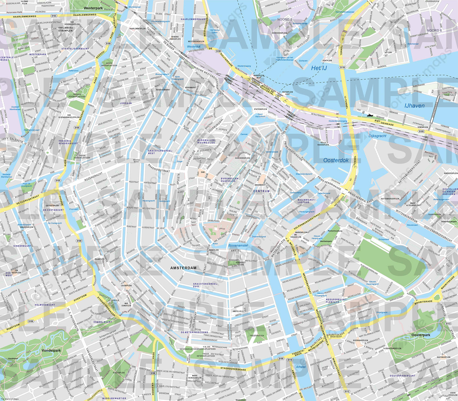 Digital map Amsterdam