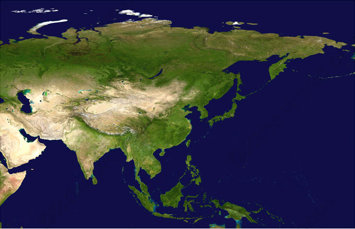 Digital satellite image Asia