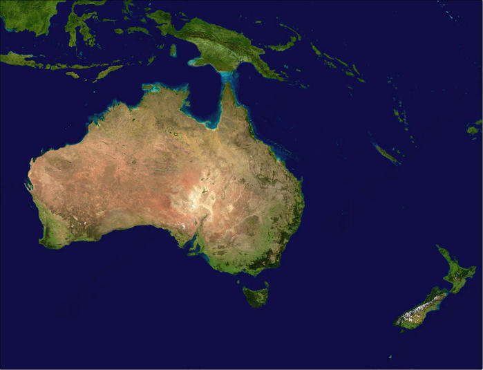 Digital satellite map Oceania 