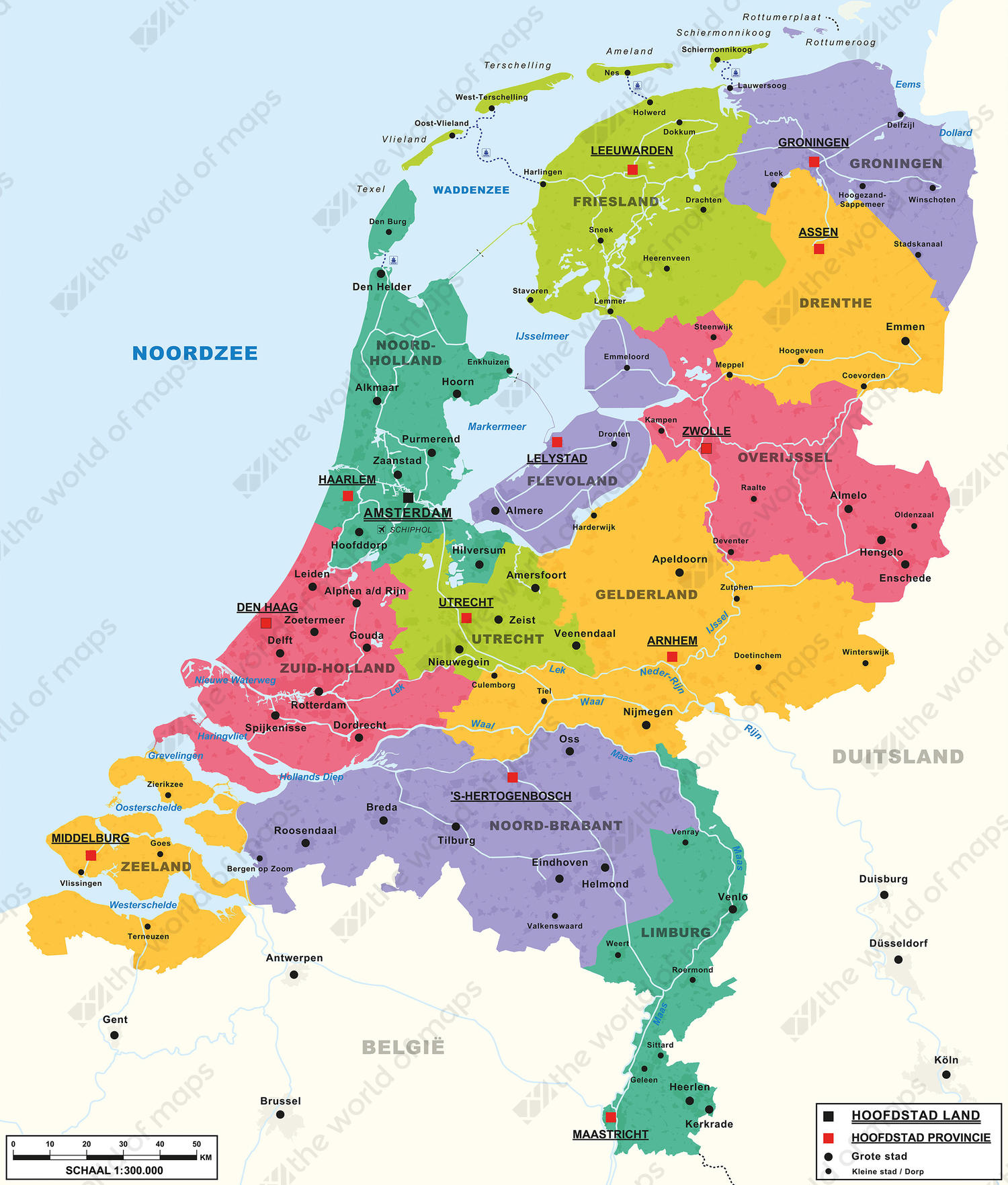 Netherlands On The World Map Digital Basic Map of The Netherlands 462 | The World of Maps.com