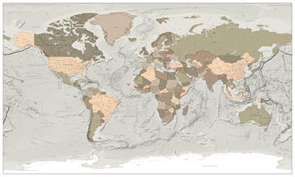 Digital world map political XXL 